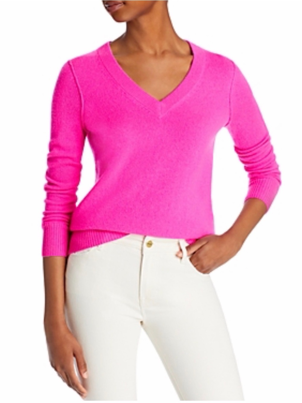 Nordstrom Pink Merino Wool V-Neck Sweater Size Large 🩷